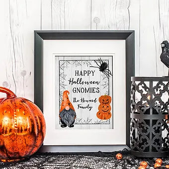 Personalized Happy Halloween Gnomies Print