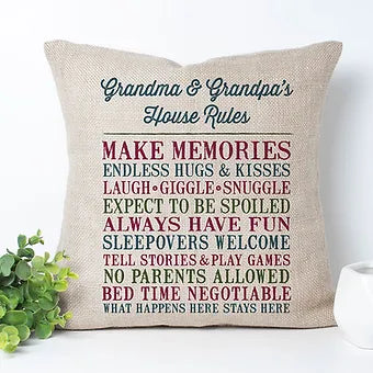 Personalized Grandparents' House Rules Pillow