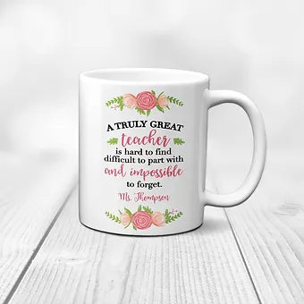 Personalized Floral Teacher Appreciation Mug