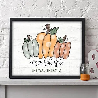 Personalized Happy Fall Y'all Polka Dot Pumpkin Print