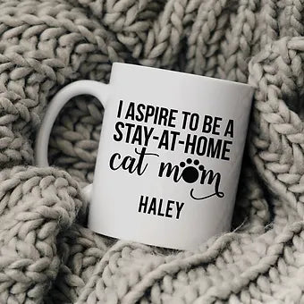 Personalized Stay-at-home Cat Mom Mug