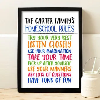 Personalized Homeschool Rules Wall Print