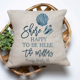 Personalized Shore Happy To Be Here Pillow