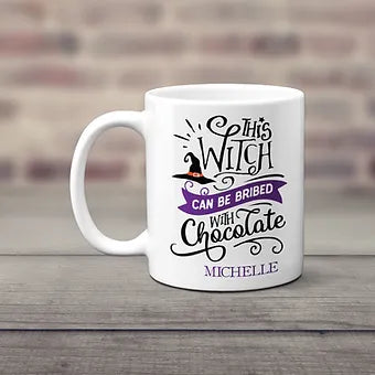 This Witch Can Be Bribed With Chocolate Personalized Halloween Mug