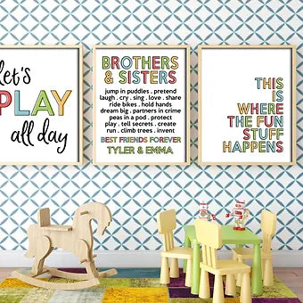 Personalized Brothers and Sisters Collage Set of Three Prints