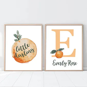 Personalized Set of 2 Oranges Print