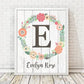 Personalized Floral Wreath Monogram Print